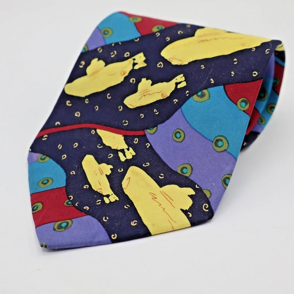 THE BEATLES Yellow Submarine & Drive My Car Neck Ties Set of 2 Novelty 100% Silk